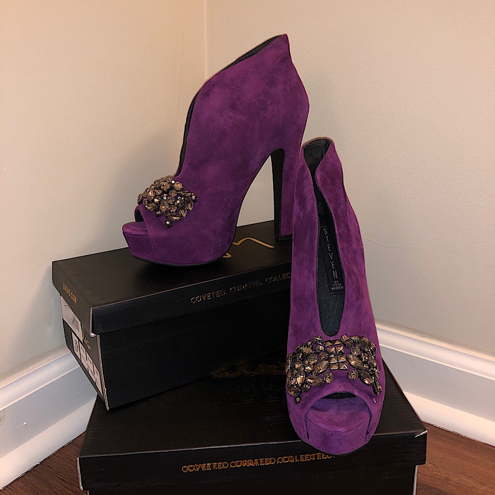 Steven by Steve Madden Purple Suede Platform Pumps